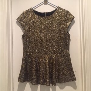Black and Gold Sequined Peplum top sz L